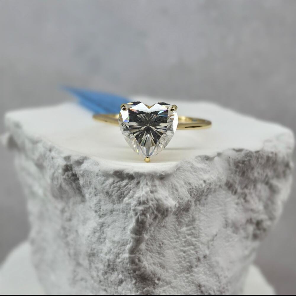 Size 7 1.2 CT Heart Moissanite Ring in Gold Over 925 Silver (GRA Certified)